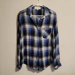 Cloth & Stone Navy and White Plaid Shirt